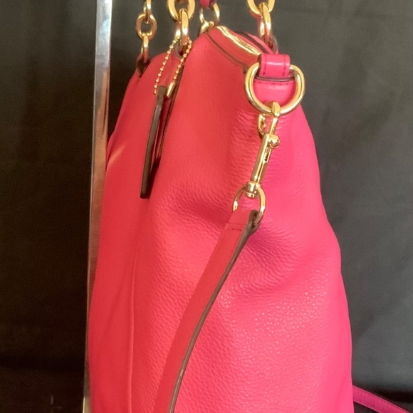 Coach Kelsey Pebbled Leather Medium Crossbody Satchel Tote - Dahlia Pink - Picture 8 of 8